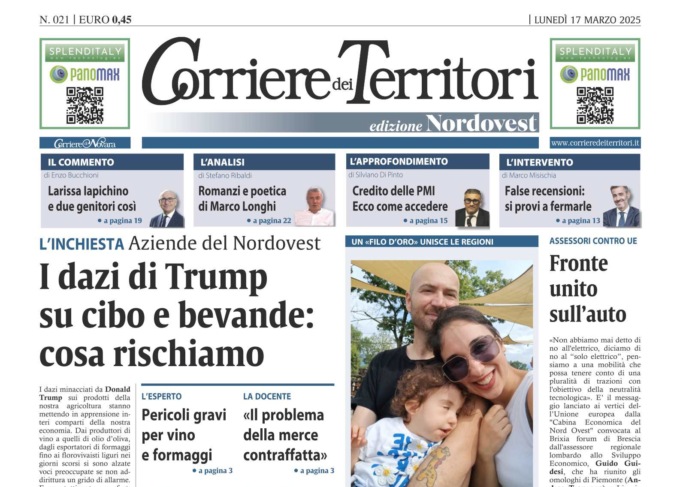 Nelle edicole il nuovo Corriere dei Territori, in primo piano dazi su cibo e bevande: cosa rischiamo