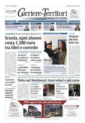 La prima pagina del nuovo Corriere dei Territori da oggi nelle edicole del Nordovest