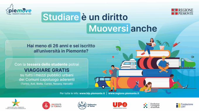 In Piemonte gli studenti universitari viaggiano gratis con “Piemove”