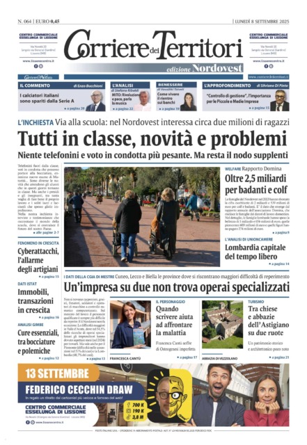 La prima pagina del Corriere dei Territori