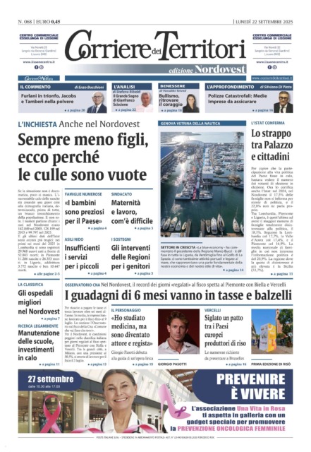 La prima pagina del nuovo Corriere dei Territori