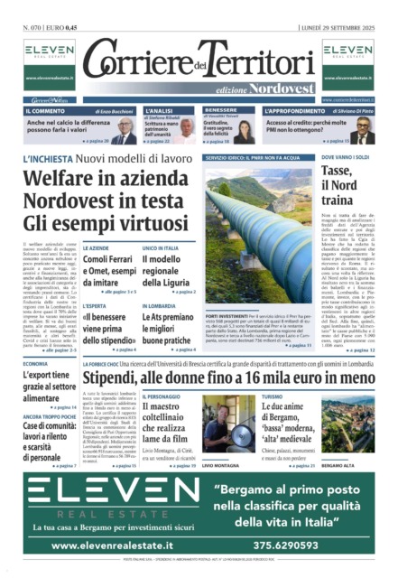 La prima pagina del nuovo Corriere dei Territori
