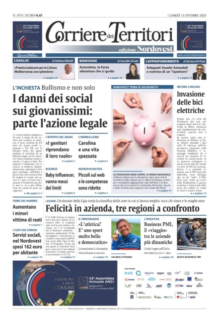 La prima pagina del nuovo Corriere dei Territori