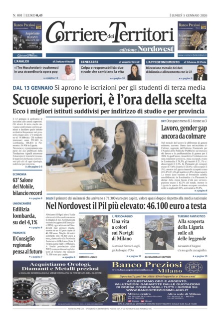 La prima pagina del nuovo Corriere dei Territori