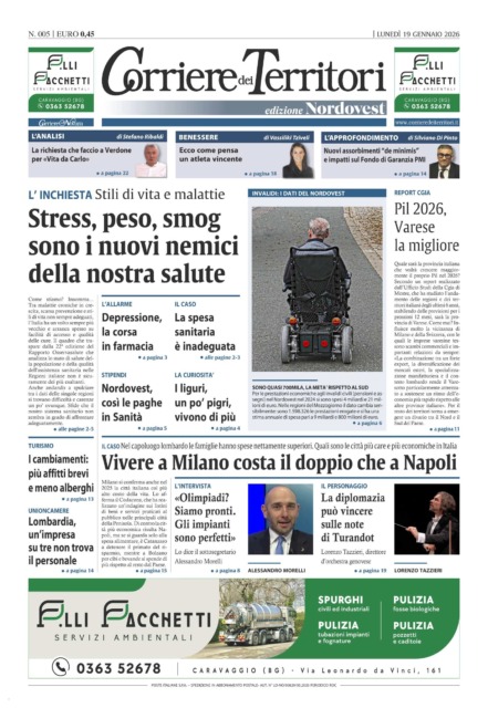 La prima pagina del Corriere dei Territori