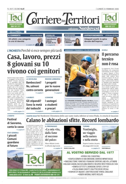 La prima pagina del nuovo Corriere dei Territori