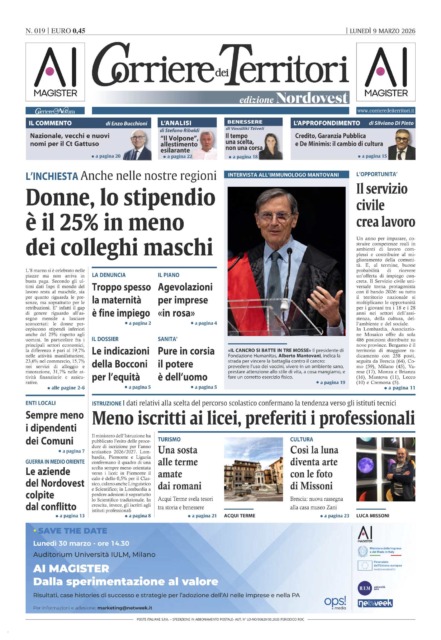 La prima pagina del Corriere dei Territori