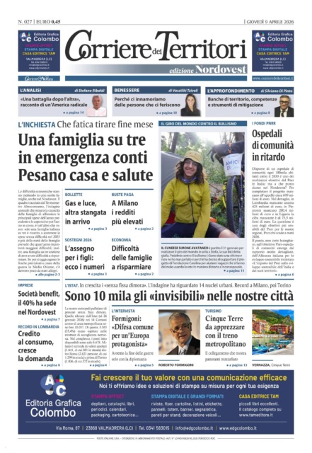 La prima pagina del nuovo Corriere dei Territori