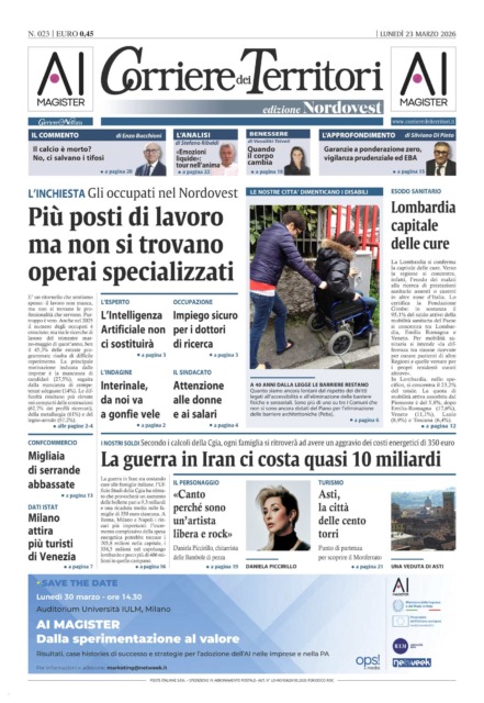 La prima pagina del Corriere dei Territori