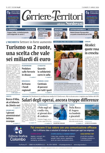 La prima pagina del nuovo Corriere dei Territori