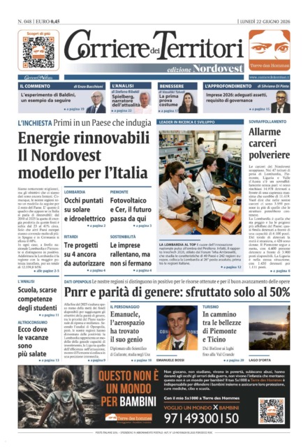 La prima pagina del nuovo numero del Corriere dei Territori