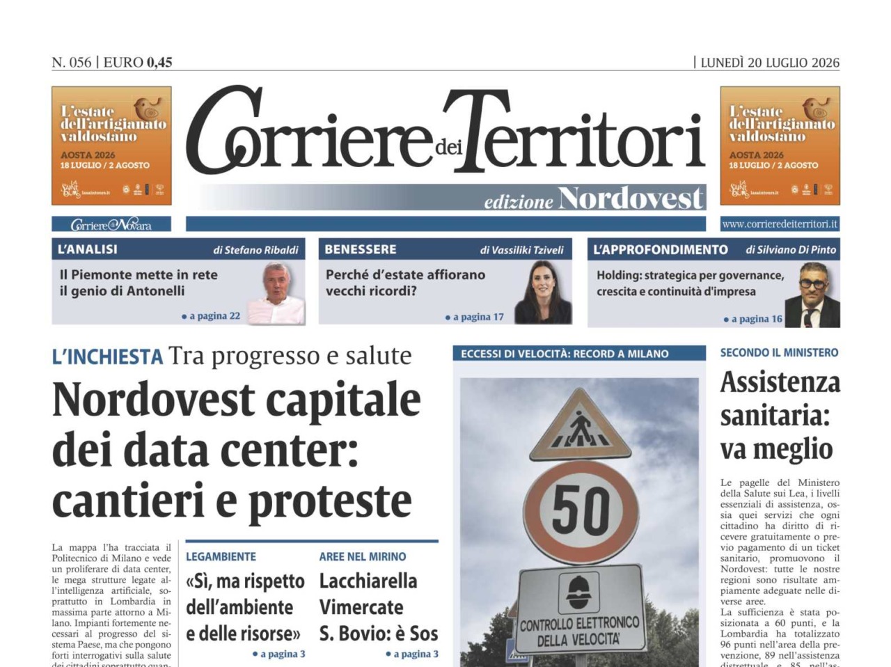 Il nuovo Corriere dei Territori questa settimana fa il punto sui data center