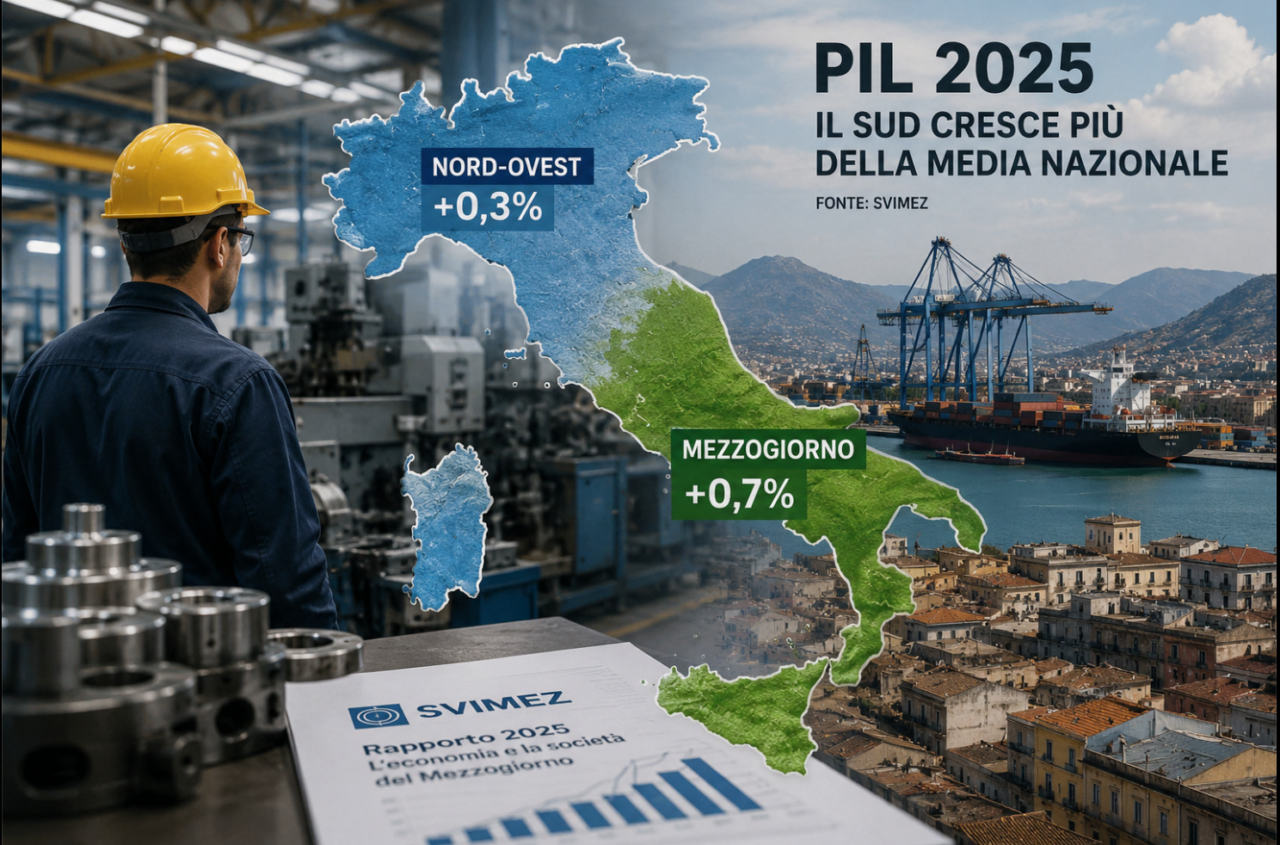 Pil 2025: il Sud cresce più del Nord