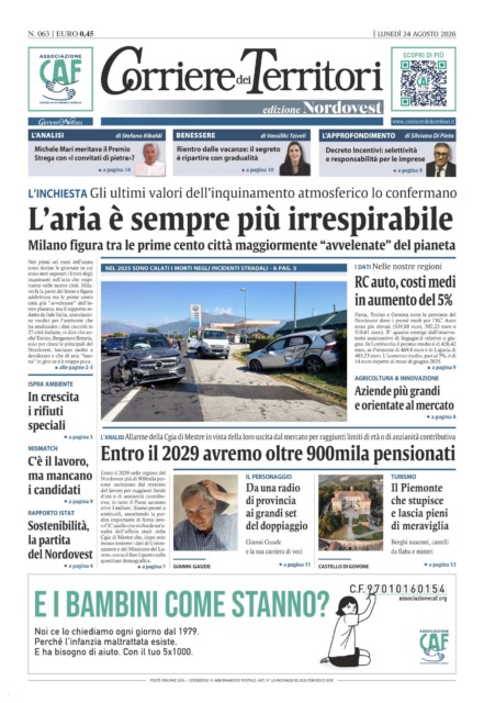 La prima pagina del nuovo numero