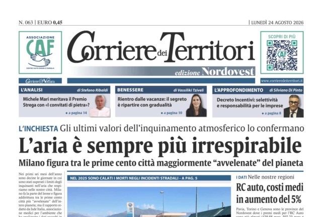 Sul nuovo Corriere dei Territori si parla di aria irrespirabile nelle città: l’inchiesta di questa settimana