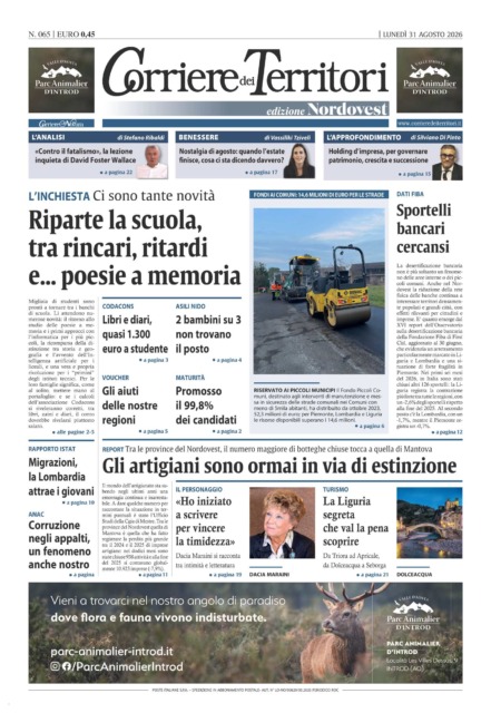 La prima pagina del nuovo Corriere dei Territori