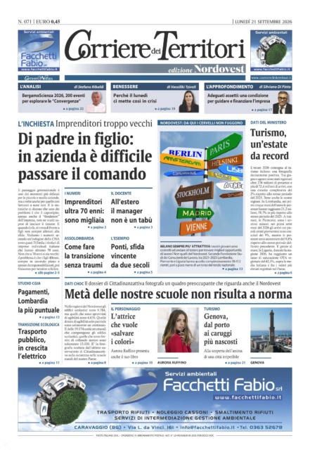 La prima pagina del nuovo Corriere dei Territori