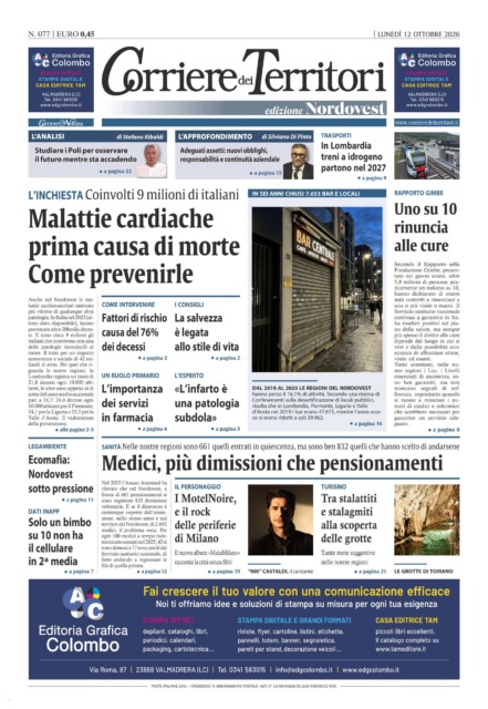 La prima pagina del nuovo Corriere dei Territori
