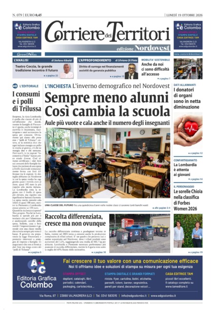 La prima pagina del nuovo Corriere dei Territori